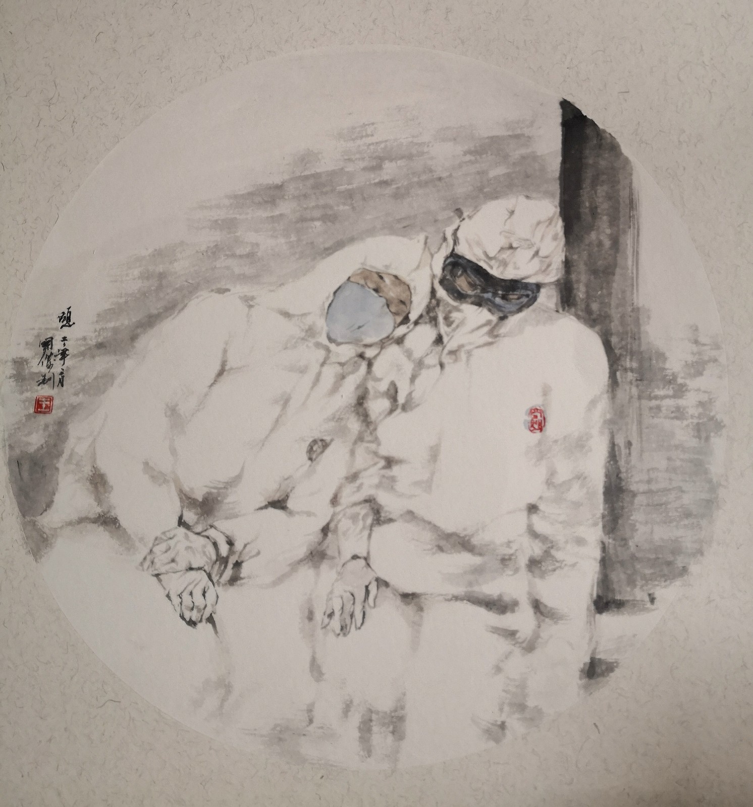 王國杰 國畫  《小憩》50cmx50cm.jpg